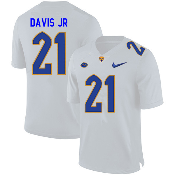 Men #21 A.J. Davis Jr. Pitt Panthers College Football Jerseys Sale-White